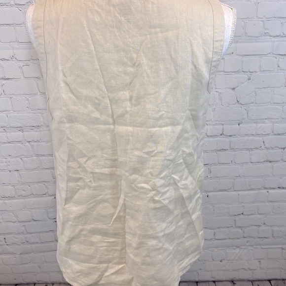 ELLEN TRACY 100% Linen Tank Top w Laced Bust Tan-Medium - Picture 4 of 4